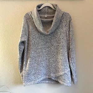 Fleece Lined Long Cowl Neck Sweatshirt - L